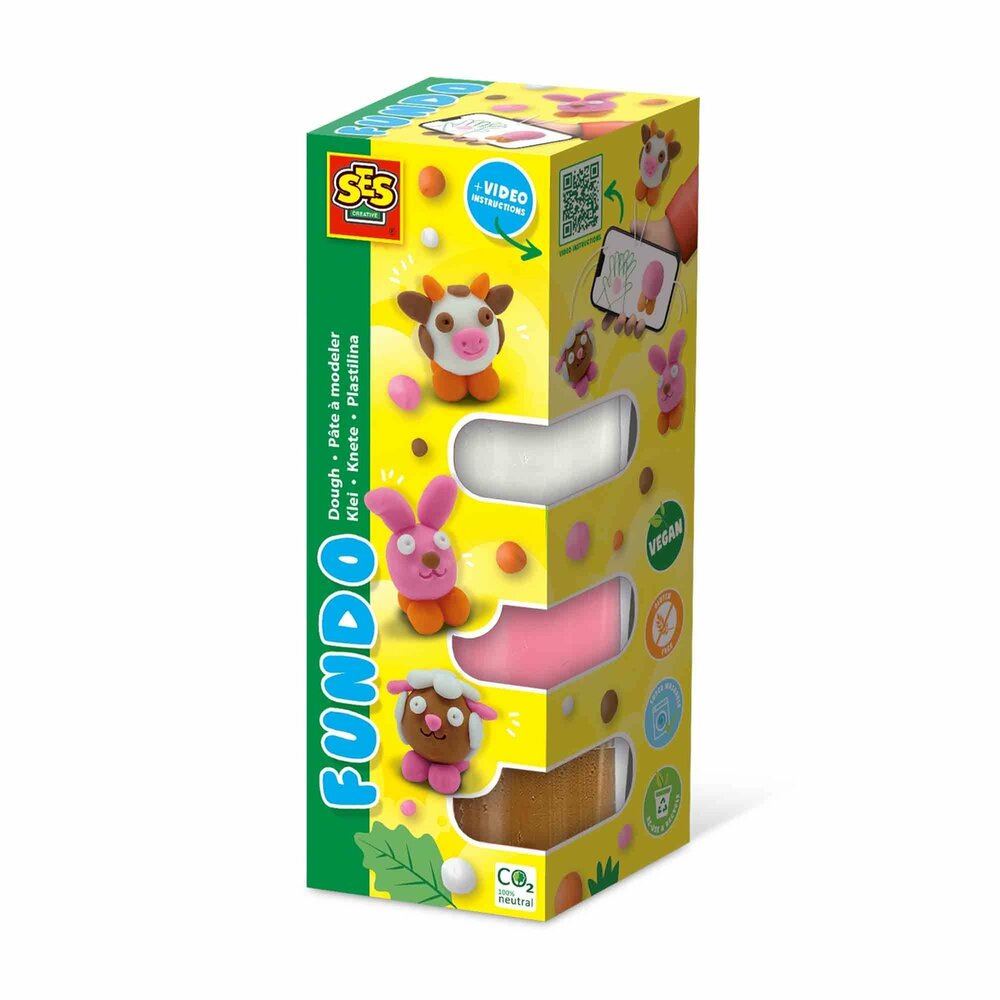 SES FunDo Knete - Bauernhof Tiere (3x90gr-1x40gr)