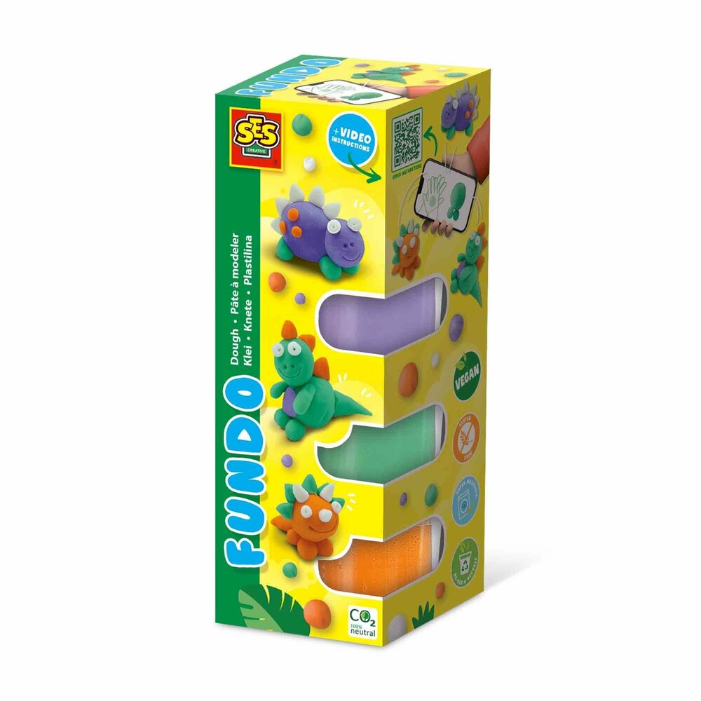 SES FunDo Knete - Dinos (3x90gr-1x40gr)