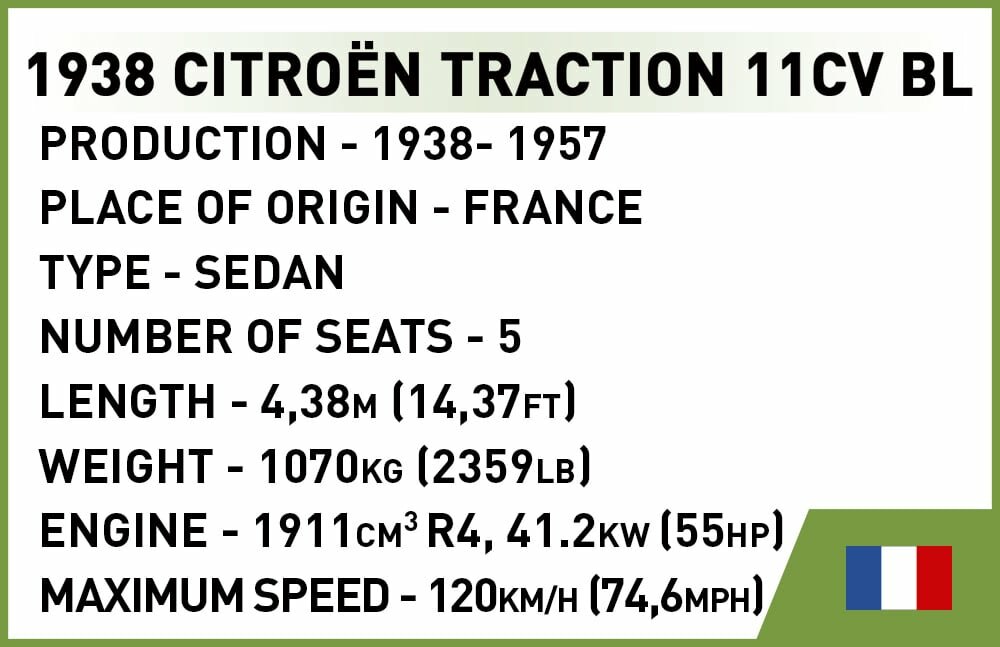 COBI  WW2 2266 - Citro&euml;n Traction 11CV BL