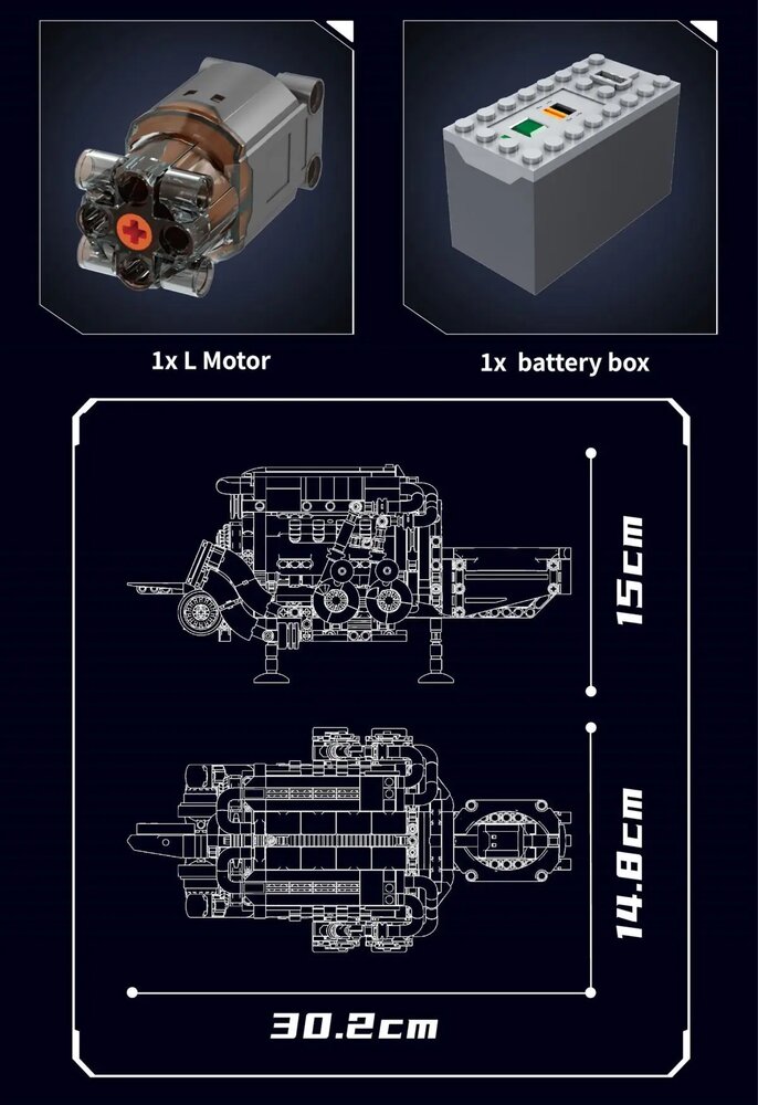 Mould King 10131 Supercar V16 Engine