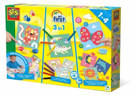 SES Creative My First - 3 in 1 Fingerpainting, colouring and sticking shapes