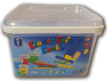 Kinder-Soft-Knete -  4 x 80 gram - kleipers met gereedschap