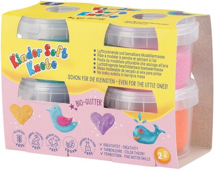 Feuchtmann 628 0590 - Kinderzachte klei Sparkle (bio-glitter) 4x80 gram
