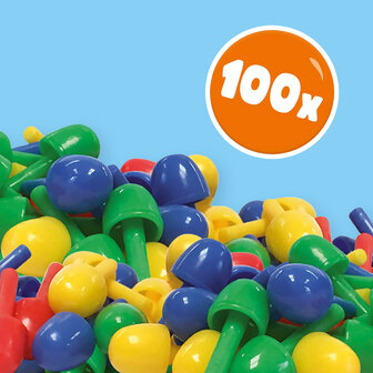 SES Creative - 14046 - Moza&iuml;ekbord - Montessori - compact - met 100 gekleurde pinnen in 4 kleuren - herbruikbaar