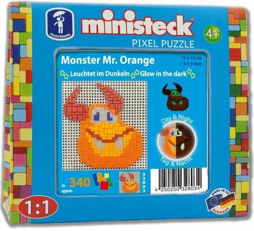 Feuchtmann - ministeck &quot;Glow in the dark&quot; - Monster Mr. Orange