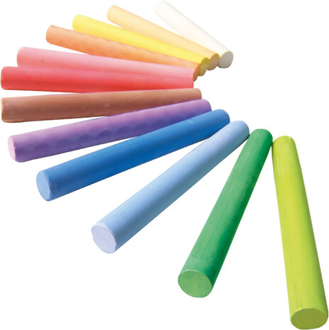 SES Creative - 00201 - Krijt 12 kleuren - stofvrij - heldere kleuren - schoolkrijt - makkelijk uitwasbaar