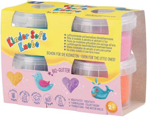 Feuchtmann 628 0590 - Kinderzachte klei Sparkle (bio-glitter) 4x80 gram