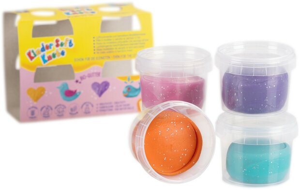 Feuchtmann 628 0590 - Kinderzachte klei Sparkle (bio-glitter) 4x80 gram