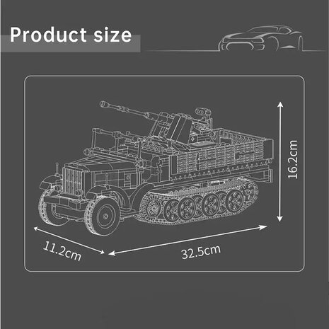 Mould King 20048 Sd.Kfz.7 met  3.7cm Flak