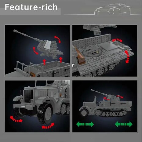 Mould King 20048 Sd.Kfz.7 met  3.7cm Flak