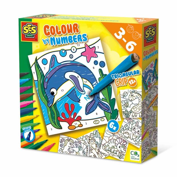 SES Colour by numbers - Triangular grip colouring pens