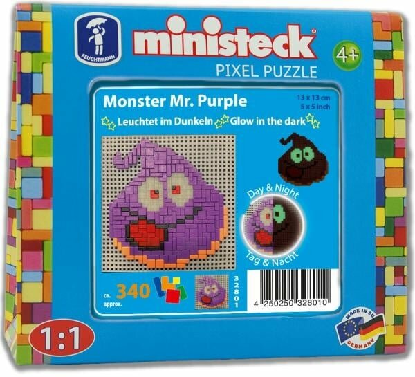 Feuchtmann - ministeck "Glow in the dark" - Monster Mr. Purple