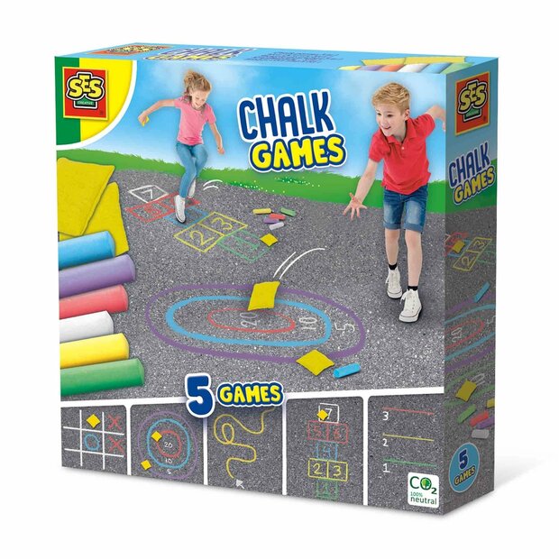 SES 5-in-1 side walk chalk games