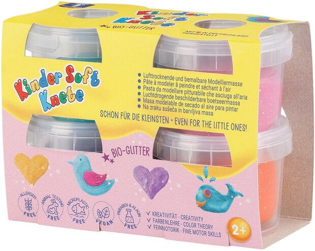 Feuchtmann 628 0590 - Children's soft clay Sparkle (bio-glitter) 4x80 grams