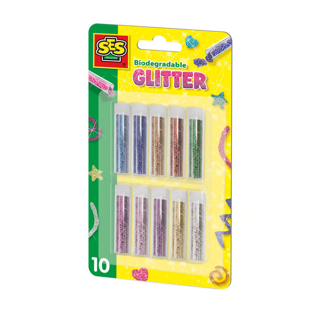  SES Creative - 00252 - Biologisch Abbaubarer Glitzer - 10 Glitzerfarben