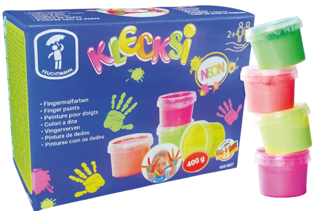 Klecksi - 633 0627 - Neon - 4x100 grams - finger paint - Feuchtmann